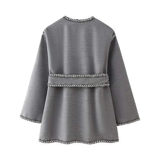 Damen lässiger Cardigan mit praktischen Taschen und eleganter Schnürung R&B