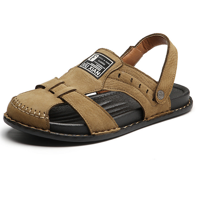 Herren Komfortable Leder-Sandalen mit verstellbarem Riemen R&B