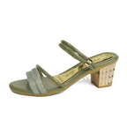 Damen elegantes Sandalen mit glitzernden Riemchen und Blockabsatz R&B