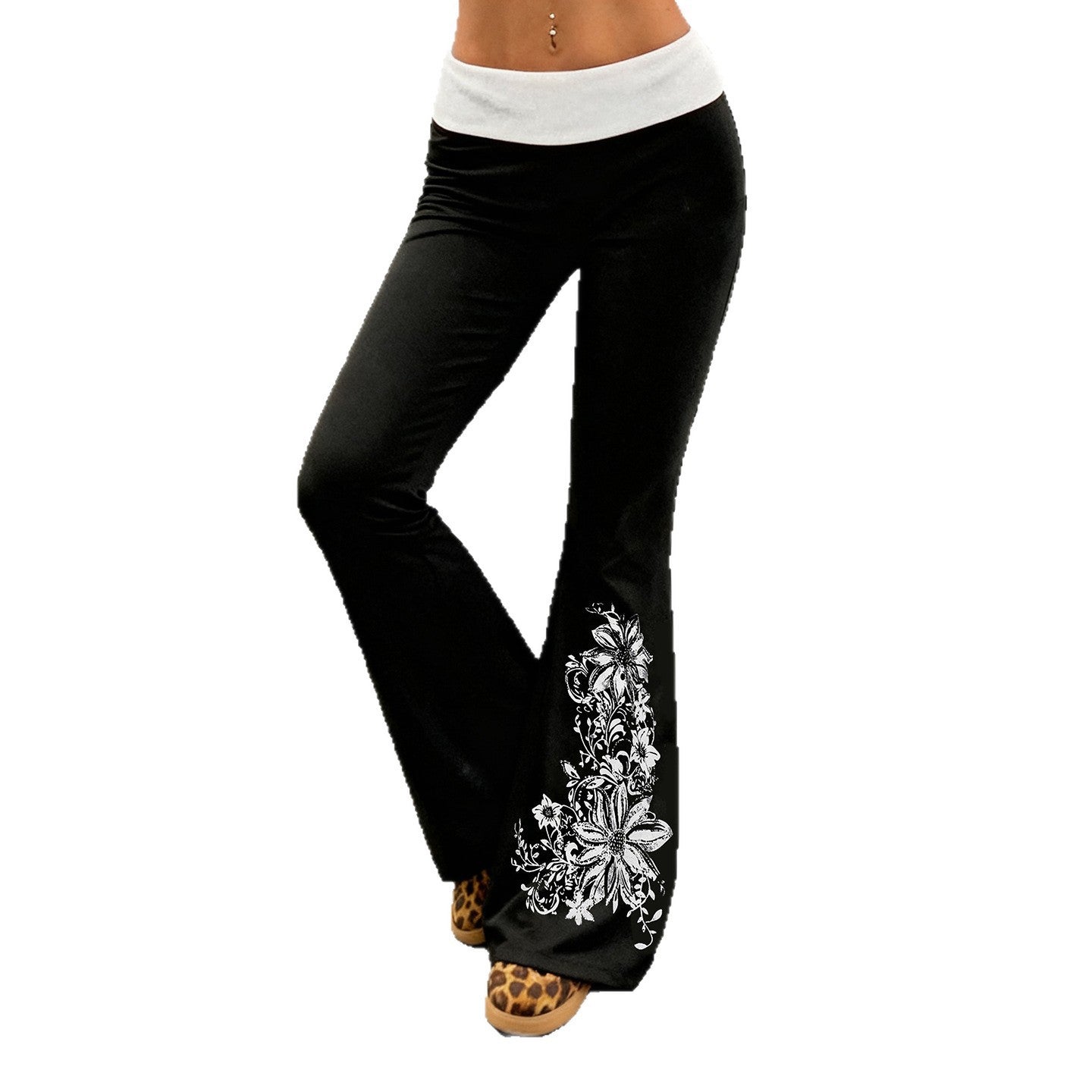 Damen Flared Yoga-Hose mit floralem Druck und hohem Bund R&B