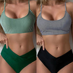 Damen Bikiniset mit raffiniertem Trägerdesign und hoch tailliertem Höschen R&B