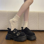 Damen modische Schnürschuhe mit klobiger Gummisohle und auffälligen Schnallen R&B