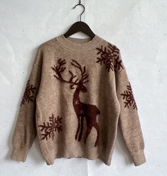 Damen Weihnachts-Pullover mit festlichem Rentiermotiv und angenehmem Schnitt R&B