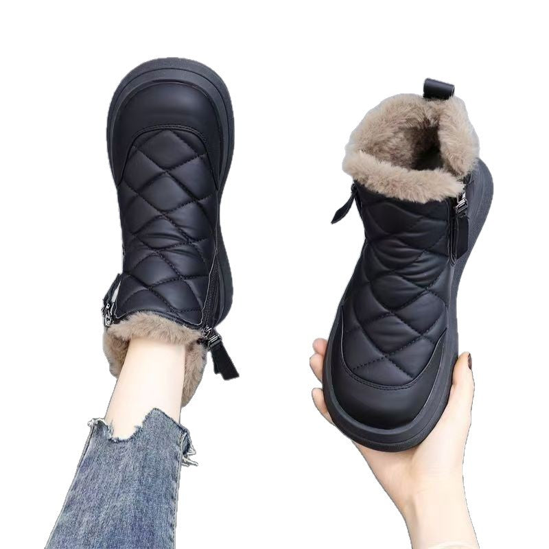 Damen Kuschelige Winterstiefel mit abnehmbarem Kunstfellkragen R&B