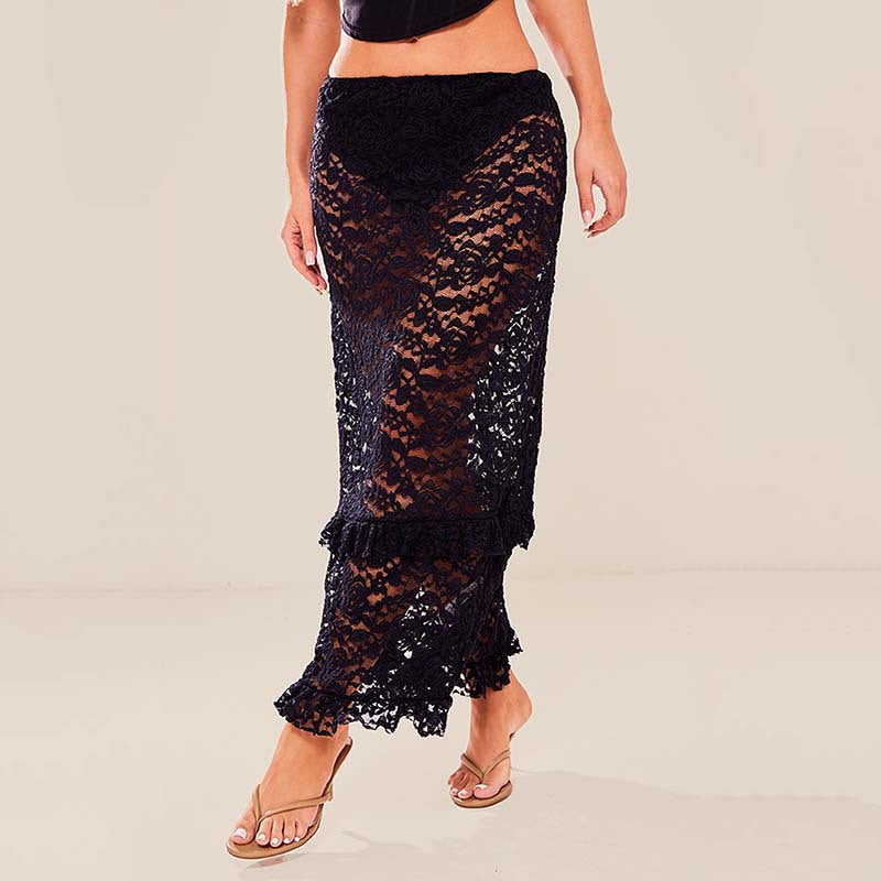 Damen Spitzen Badeanzug Cover-Up R&B