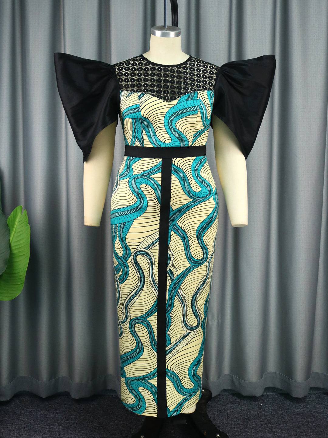 Damen Elegant designendes Maxikleid mit auffälligen Puffärmeln R&B