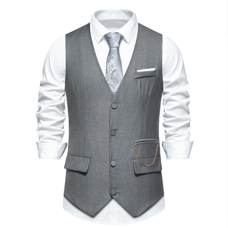 Herren elegante Anzugweste mit praktischen Taschen und modischem Design R&B