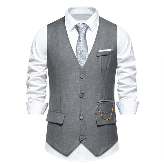 Herren elegante Anzugweste mit praktischen Taschen und modischem Design R&B