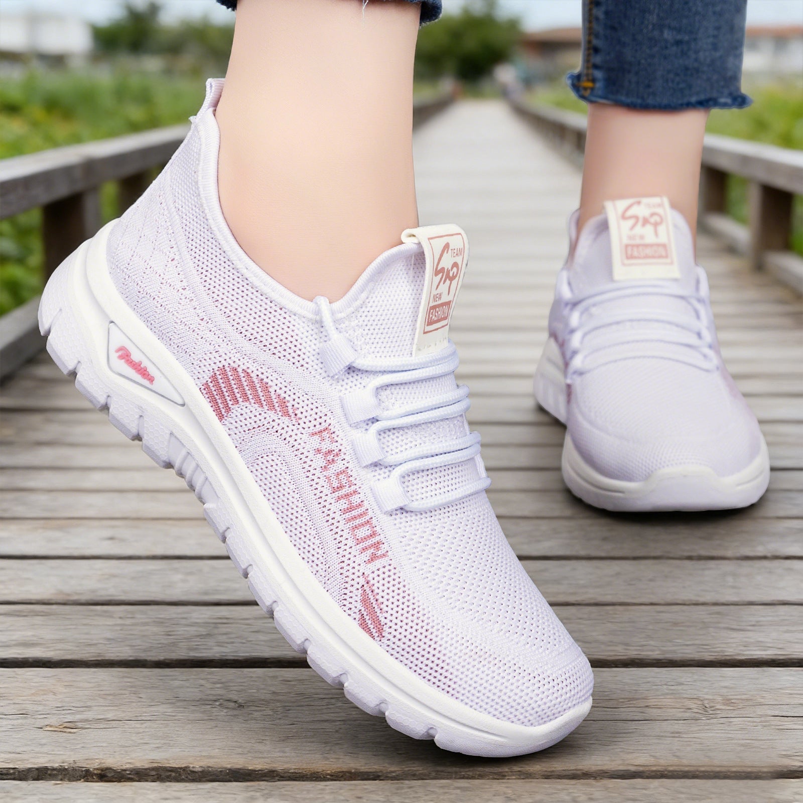 Damen Sportliche Sneaker mit elastischem Strickoberteil und dämpfender Sohle R&B