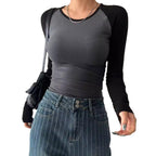 Damen Langarmshirt im sportlichen Raglan-Stil mit figurbetontem Schnitt R&B