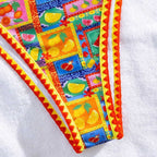 Damen Triangel-Bikini mit buntem Mustermix R&B