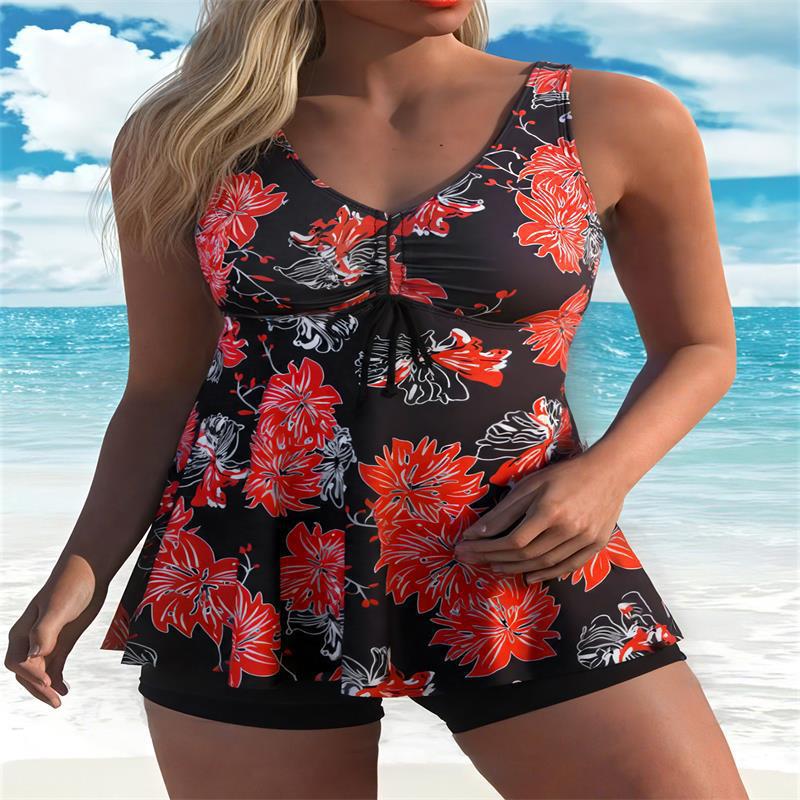 Damen tankini mit weiterem Schnitt und floralem Design R&B