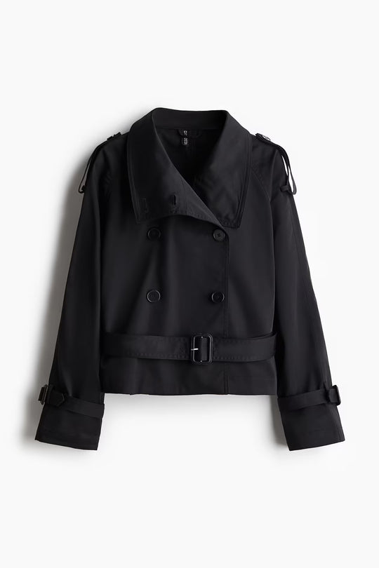 Damen modische Trenchjacke mit Gürtel und doppelter Knopfaiusschnitt R&B