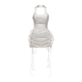 Damen Minikleid mit gerafftem Design und tiefem Ausschnitt R&B