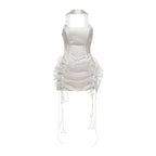Damen Minikleid mit gerafftem Design und tiefem Ausschnitt R&B