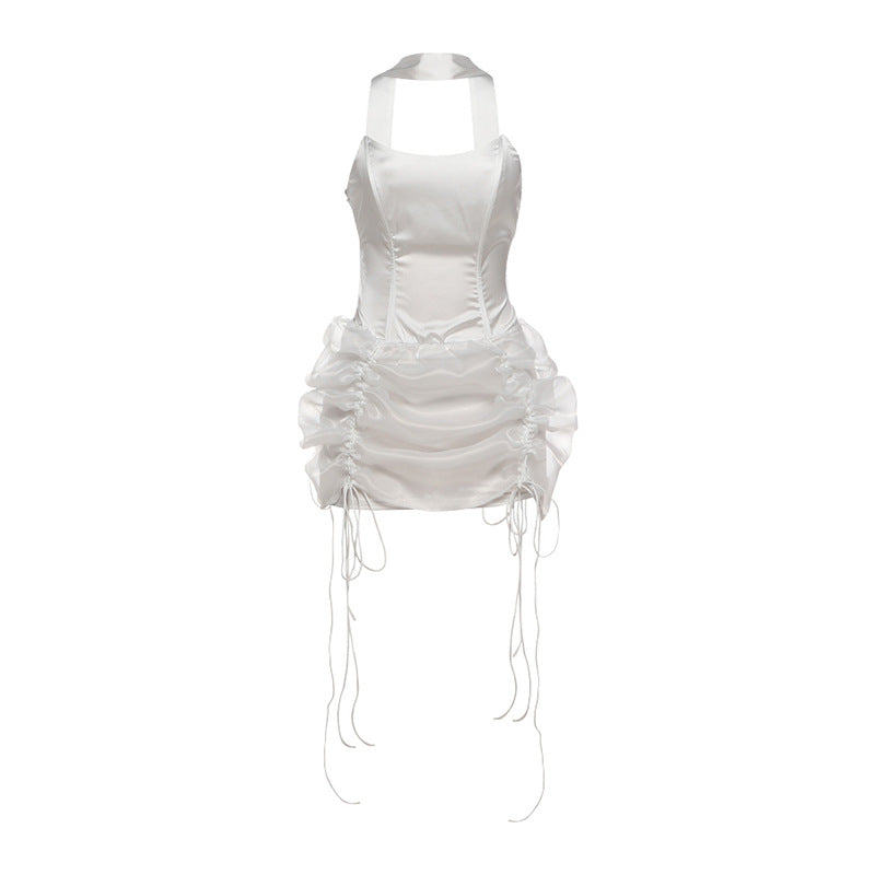 Damen Minikleid mit gerafftem Design und tiefem Ausschnitt R&B