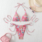 Damen Triangel-Bikini mit verspieltem Kirschmuster R&B