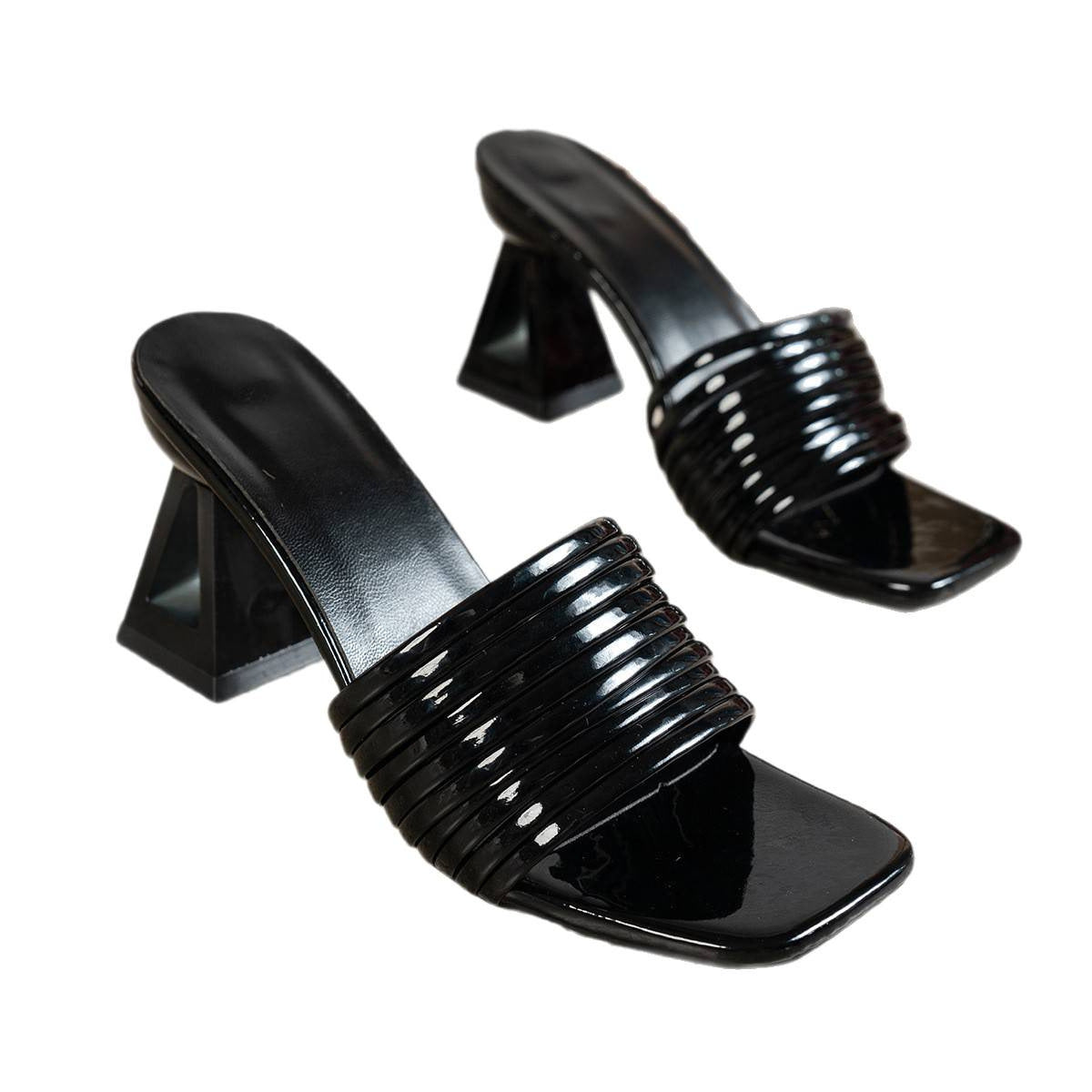 Damen elegante Sandaletten mit strukturiertem Riemendesign und blockiertem Absatz R&B