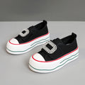 Damen modische Plateau Sneakers mit funkelnedem Schnallenakzent R&B