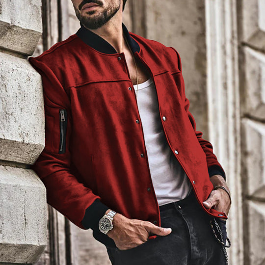 Herren sportliche Collegejacke mit seitlichen Reißverschlusstaschen R&B