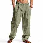 Herren nan weite Bundfalten-Chinohose mit Umschlag, konisch zulaufendem Schnitt und seitlichen Eingrifftaschen R&B