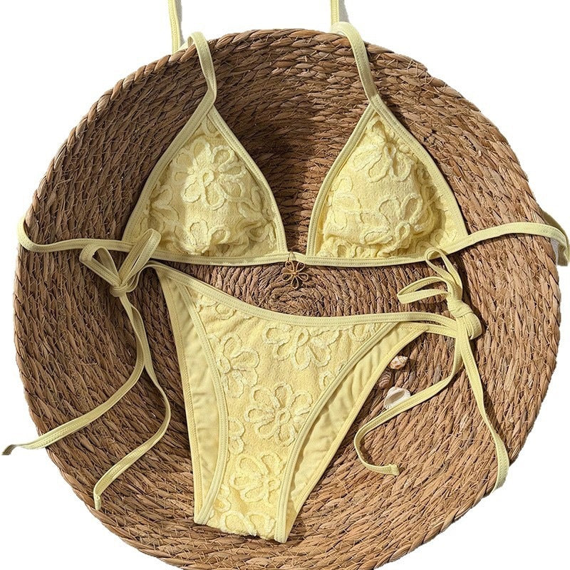 Damen Triangel-Bikini mit floralem 3D-Muster R&B