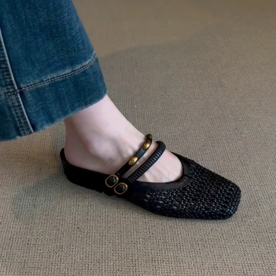 Damen elegante Sling-Pantoletten mit dekorativen Riemen und komfortablem Fußbett R&B