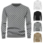 Herren nan feinstrukturierter Rundhals-Pullover mit Karo-Relief und gerippten Bündchen R&B