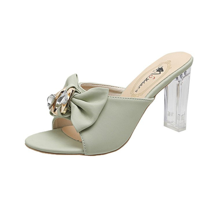 Damen elegante Mules mit Schmuckakzent und blockiertem Absatz R&B