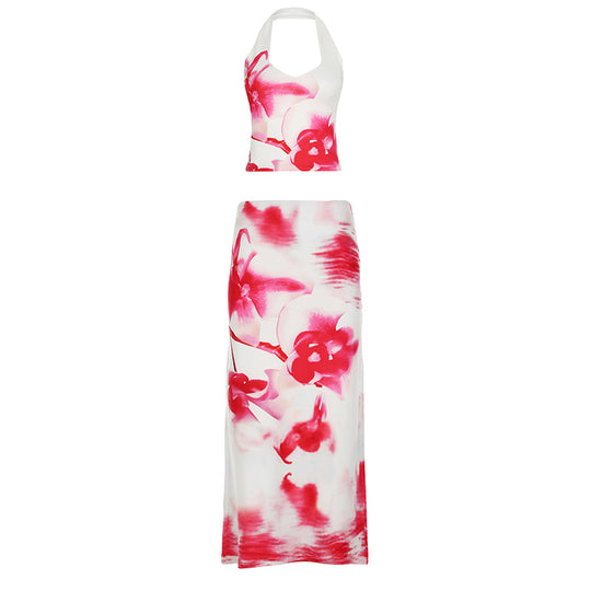 Damen Maxirock mit floralen Mustern und seitlichem Schlitz R&B