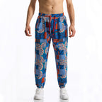 Herren lockere Freizeithose mit buntem Muster und elastischem Bund R&B