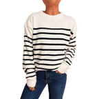 Damen lässiger gestreifter Pullover mit modernem Schnitt R&B