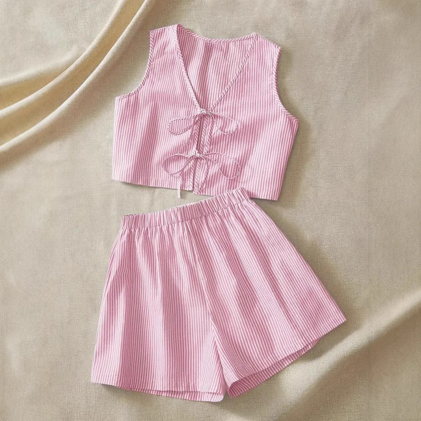 Damen Lounge-Wear Set mit Raffung und Rückenschnürung R&B