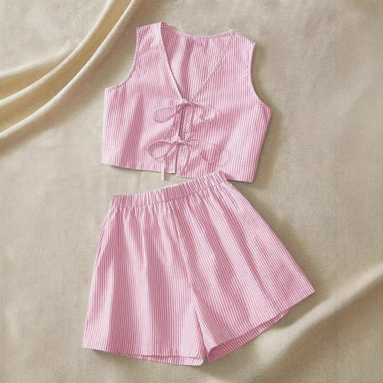 Damen Lounge-Wear Set mit Raffung und Rückenschnürung R&B