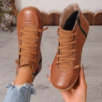 Damen nan sportliche knöchelhohe Schnürstiefelette mit seitlichem Reißverschluss und flexibler Gummisohle R&B
