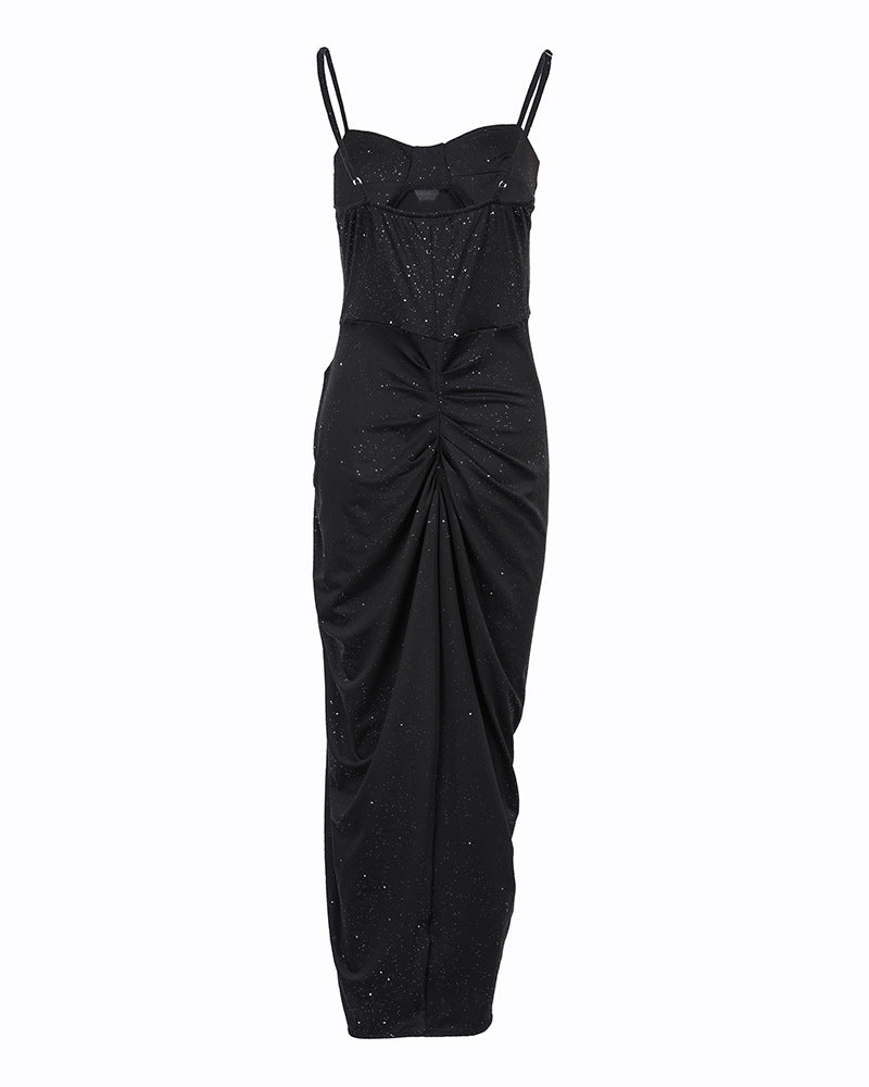 Damen elegantes Wickelkleid mit schimmerndem Sternenmuster R&B