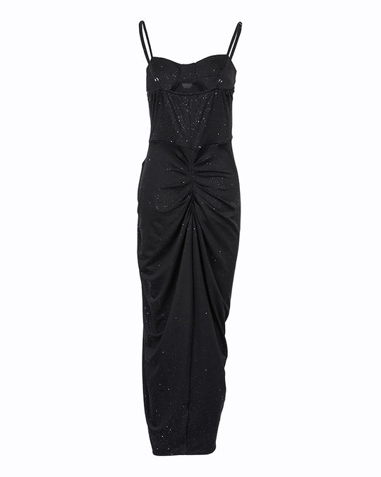 Damen elegantes Wickelkleid mit schimmerndem Sternenmuster R&B