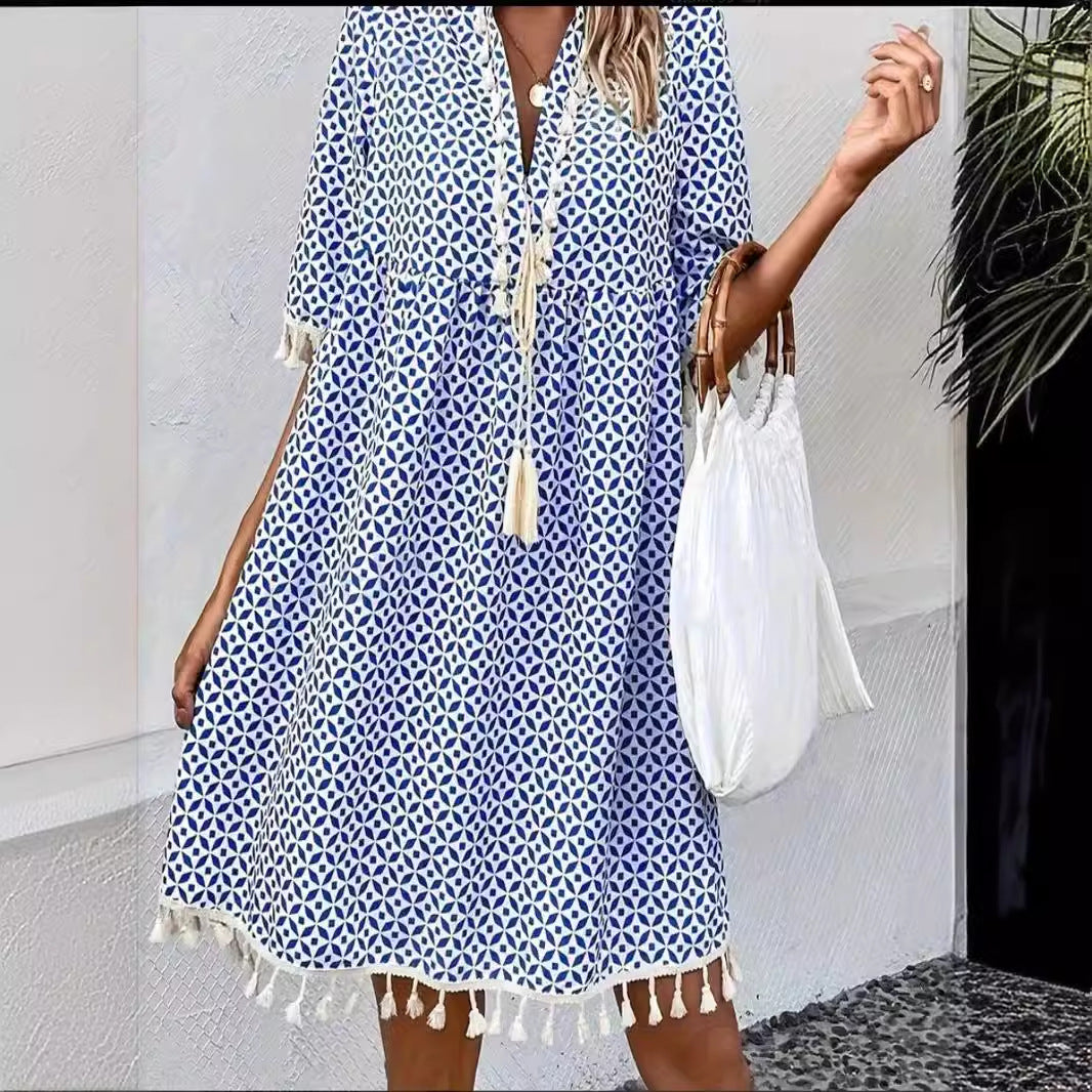 Damen Sommerkleid mit modischem Muster R&B