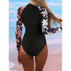 Damen Surfanzug mit floralem Farbdesign und sportlichem Reißverschluss R&B