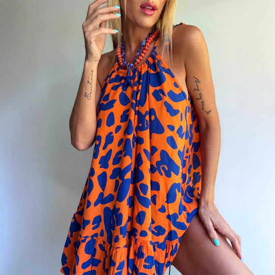Damen Luftiges Sommerkleid mit asymmetrischem Saum und voluminösen Falten R&B