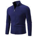 Herren stylische Strickjacke mit hohem Stehkragen und modischem Reißverschluss R&B