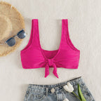 Damen Bikini-Set mit Knotenverschluss und hoch geschnittenem Höschen R&B