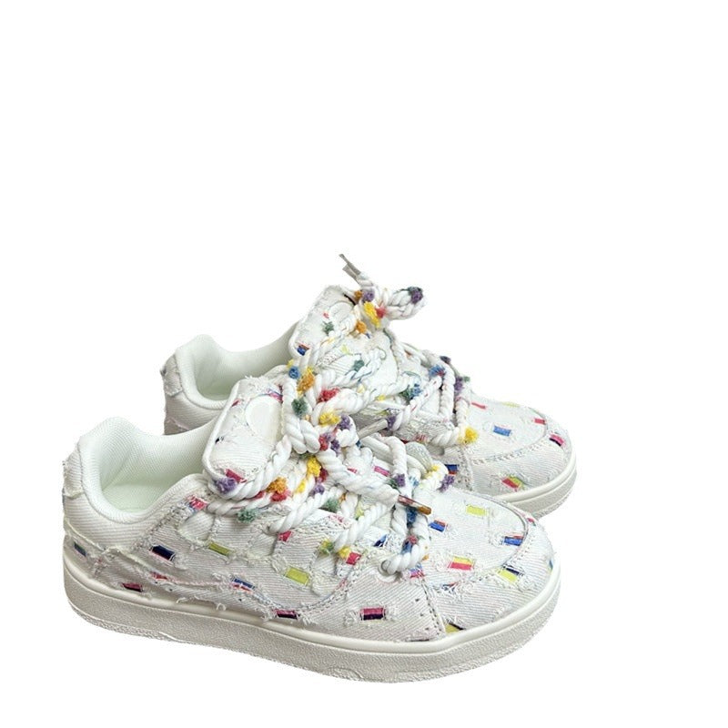 Damen Sneakers mit kreativem bunten Muster und bequemer Schnürung R&B