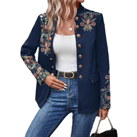 Damen elegante Blazerjacke mit floralen Stickereien R&B