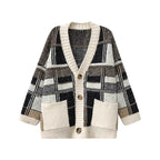 Damen Modischer Oversized Cardigan mit Karomuster R&B
