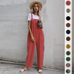 Damen Lässiger Jumpsuit mit praktischen Taschen und verstellbaren Trägern R&B