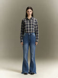 Damen Schlagjeans mit fransigem Saum