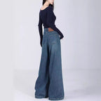 Damen Weite High-Waist Jeans mit tiefem Schritt und elegantem Schnitt R&B