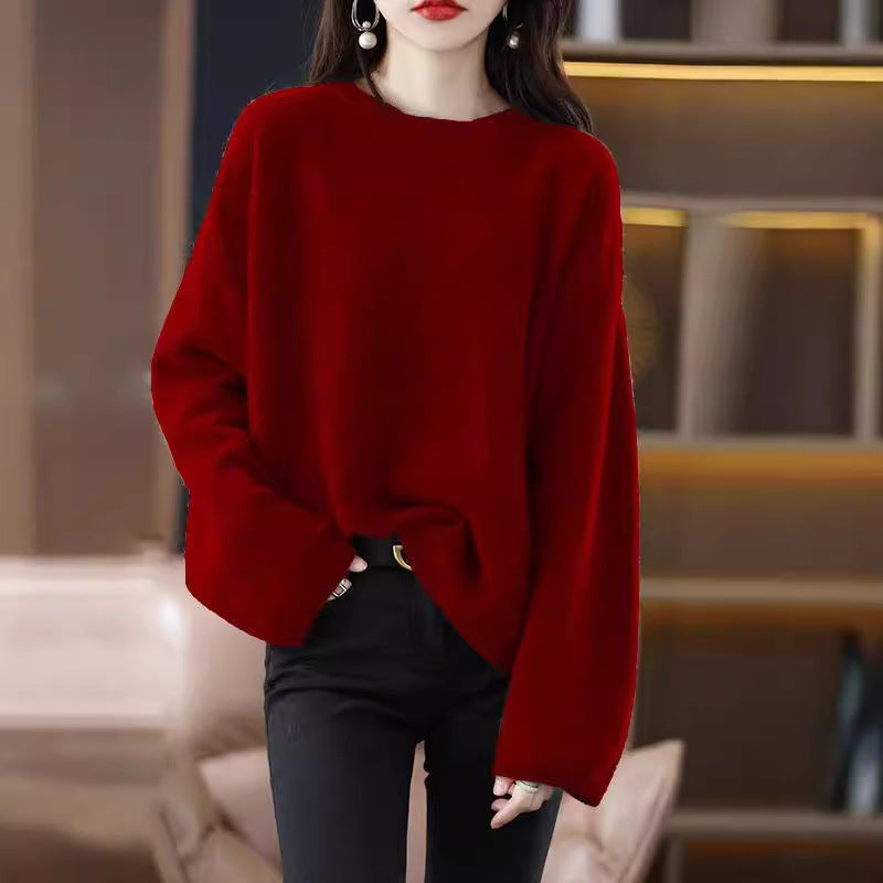 Damen Oversized Strickpullover mit weitem Schnitt und langen Ärmeln R&B