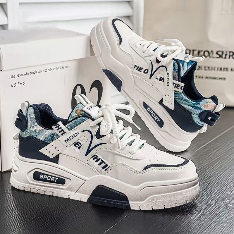 Damen Sportliche Chunky Sneakers mit stabiler Sohle und modischem Textil-Hintergrund